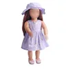 18 inch Girls doll dress Summer print dress + hat American new born clothes Baby toys fit 43 cm baby accessories c215