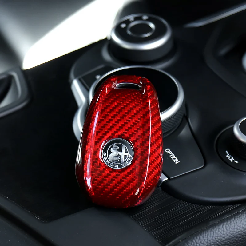 Чехол для ключей из красного углеродного волокна QHCP защитная обложка Alfa Romeo