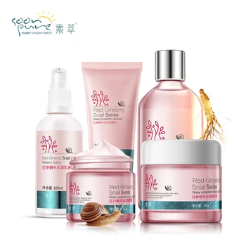 

SOONPURE 5PCS Red Ginseng Snail Cream Skin Care Face Cleanser Toner Eye Cream Whitening Acne Treatment Black Head Ageless Beauty