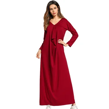 

185779 Muslim Fashion Women's dress robes Muslim Middle East Europe led Beaded Ruffle Dresses Abaya Vestidos Ramadan Fashion