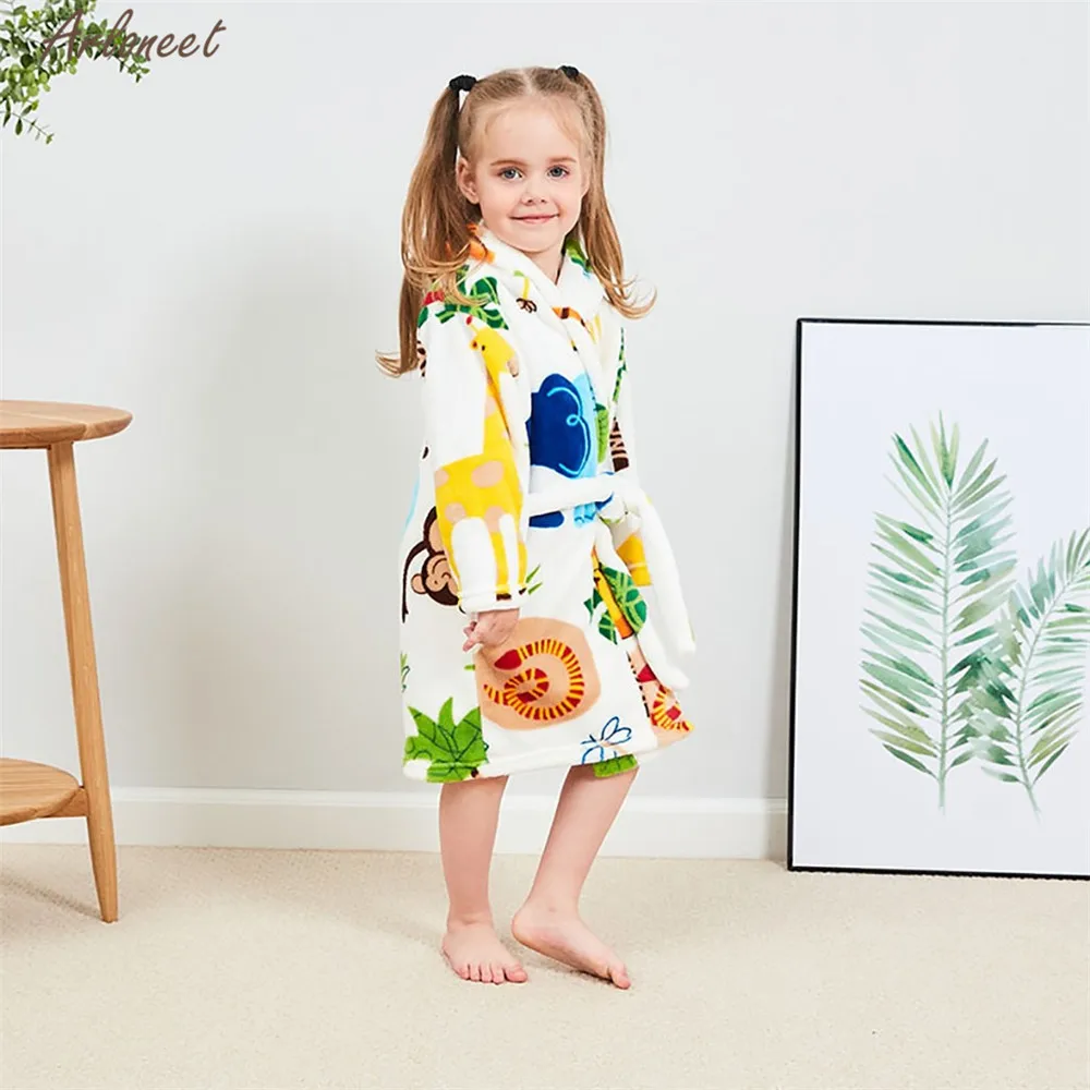 Одежда arloneet для маленьких девочек и мальчиков; пижама с длинными рукавами и принтом дерева; коллекция года; детское полотенце с капюшоном; хлопковое пальто; ночной халат