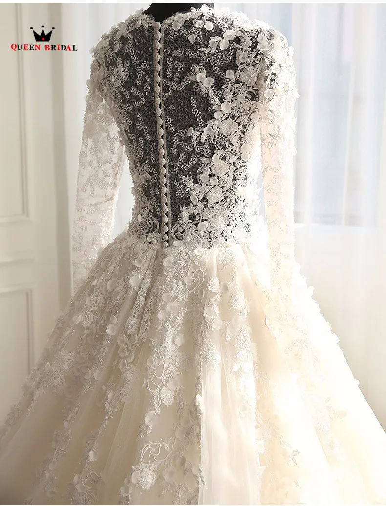 Свадебные платья а-лин с длинным рукавом кружева тюль роскошные романтические Vestidos De Noiva официальное свадебное платье Mariage на заказ размер XJ49R