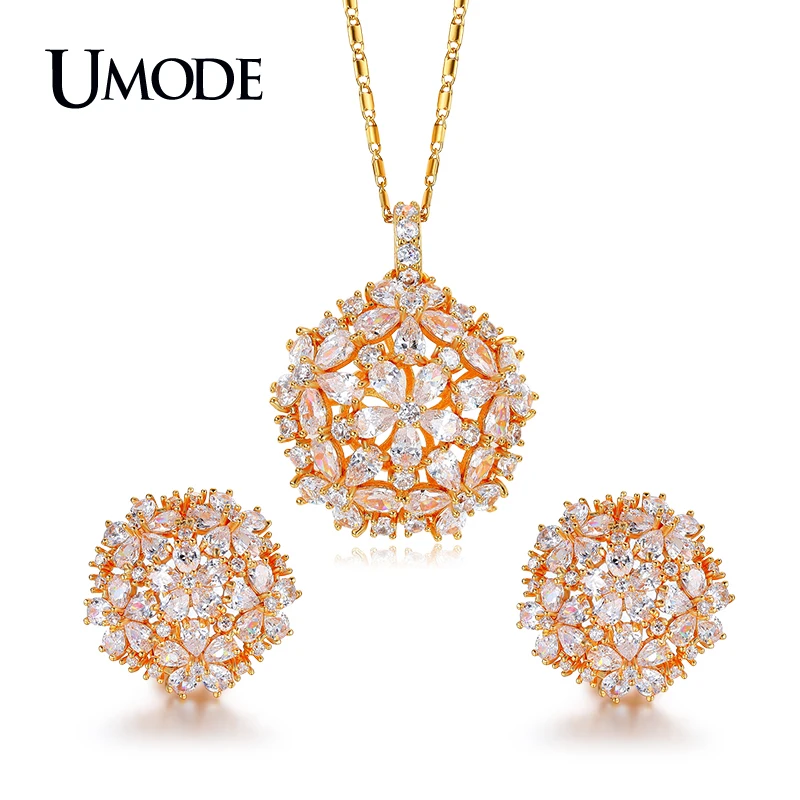 Женский ювелирный комплект из колье и серёг с фианитом|jewelry sets for women|wedding jewelry setsbrand
