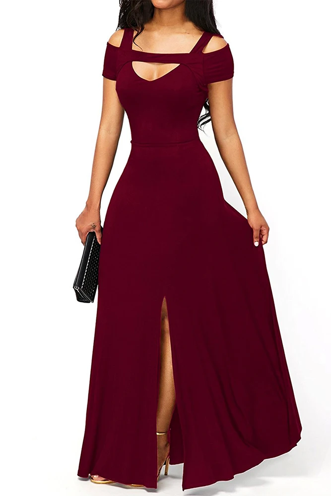 Burgundy-Cold-Shoulder-Front-Slit-Flare-Maxi-Dress-LC61752-3-1
