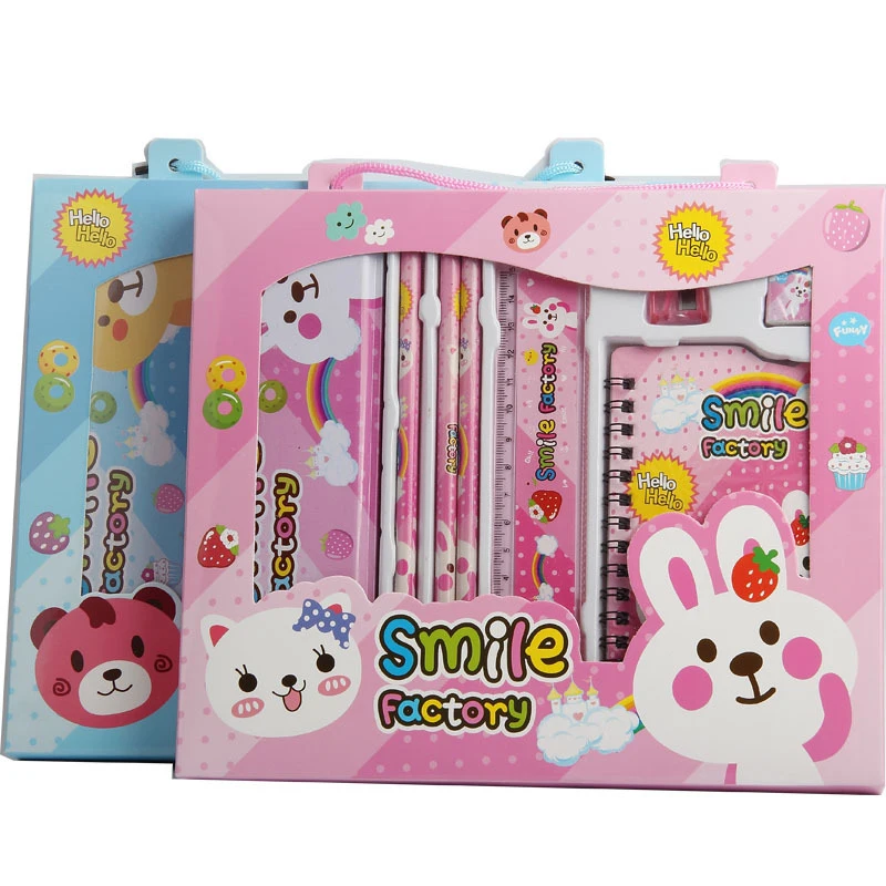 

Cute Multi-functional Pencil Ruler Eraser Sharpener Ballp Pen Scissors Students Stationary Set Children Birthday Gift For Kids