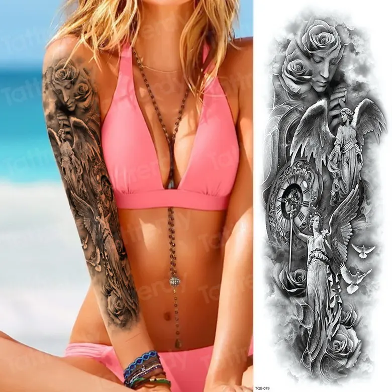 men temporary tattoo full arm sleeve temporary lion tattoos large king tattoo long sleeve sexy fake tatoo boys waterproof black