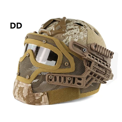 Набор для охоты G4, система, тактический страйкбол, пейнтбол, PJ шлем с общей защитой, стеклянная маска для лица, военный шлем, снаряжение - Цвет: DD