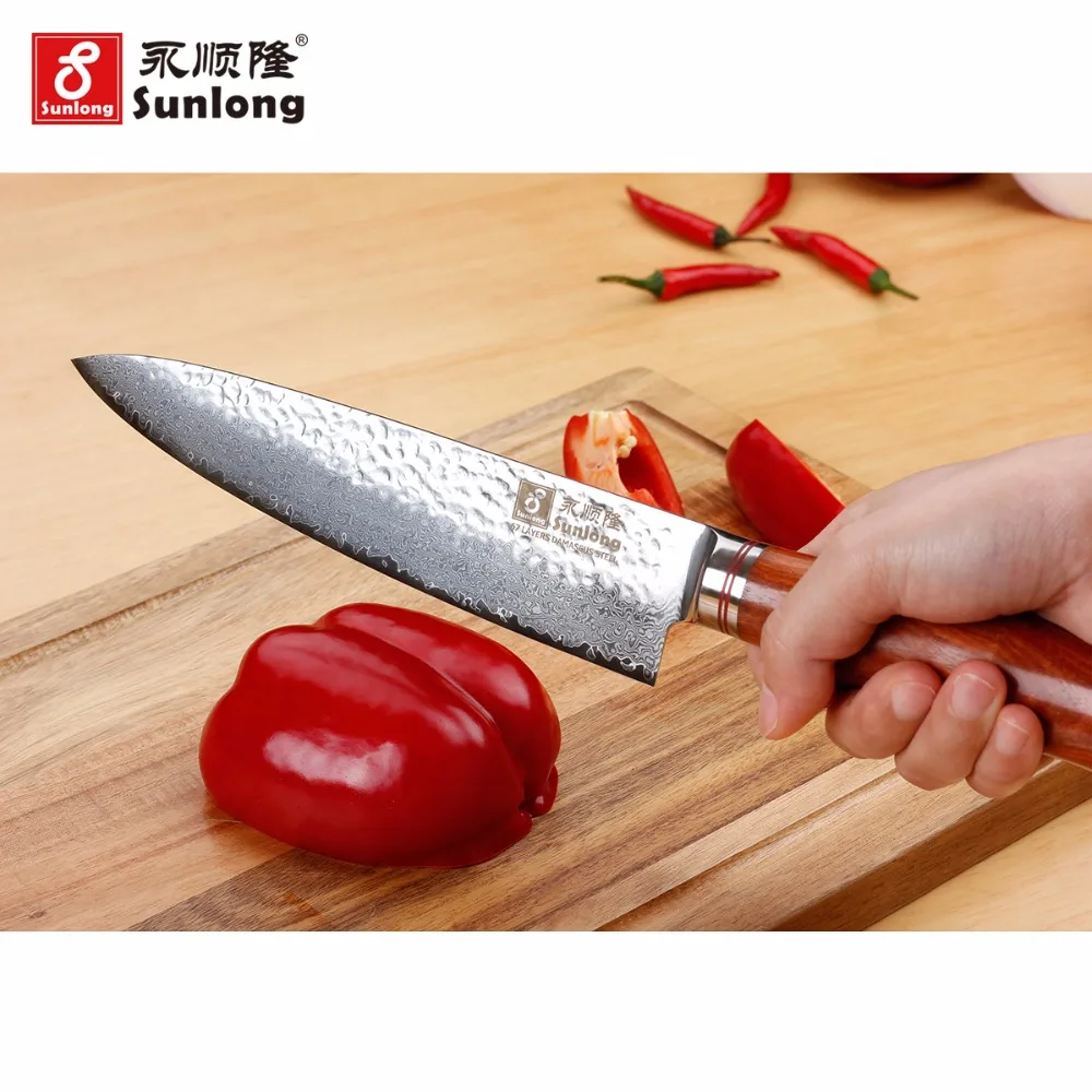 Sunlong Damascus steel 8 inch Gyuto cut meat/vegetable knife super