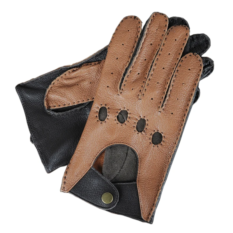 Мужские перчатки из натуральной кожи, мужские Дышащие Модные Классические перчатки из козьей кожи без подкладки, тонкие весенне-летние варежки для вождения TB15