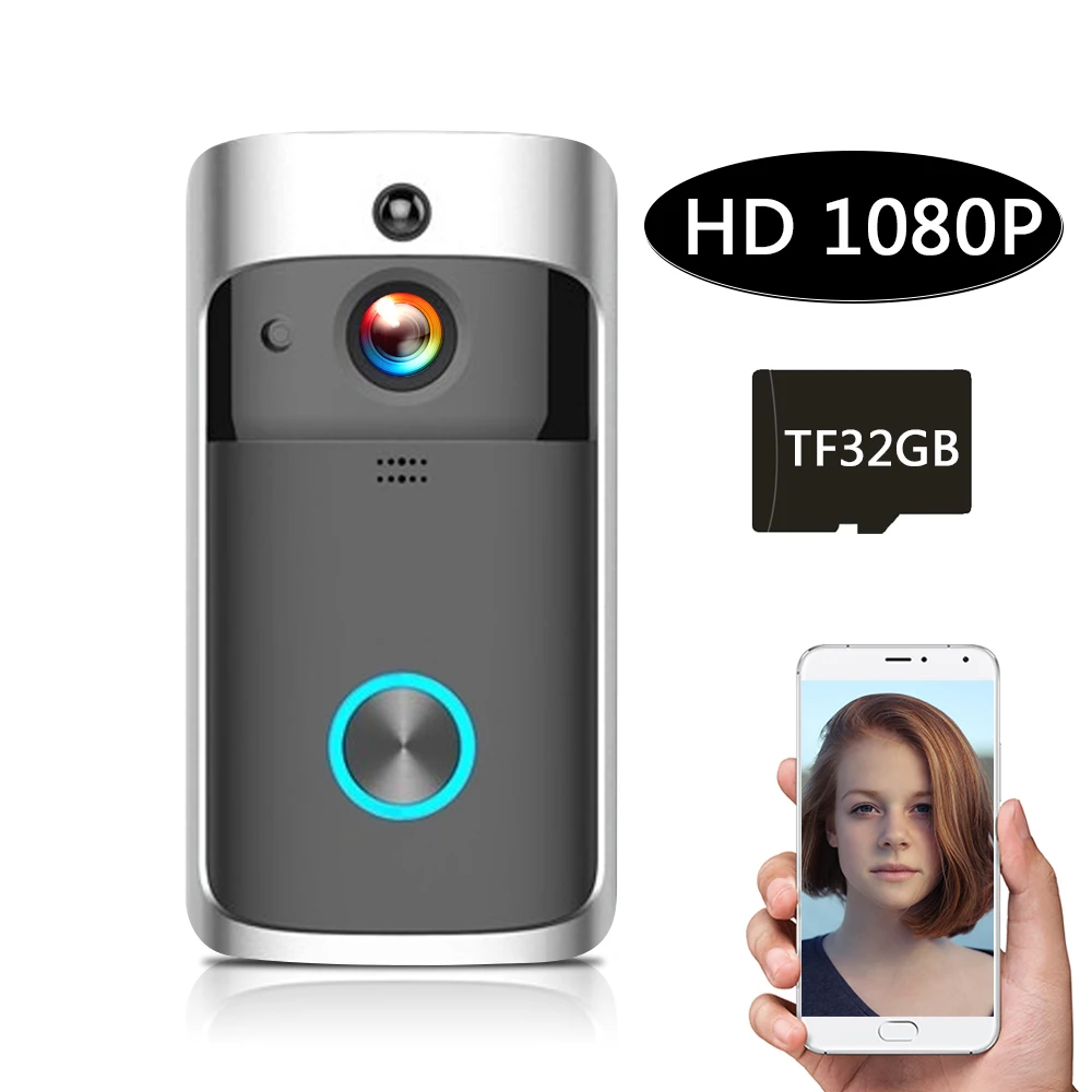 Умный беспроводной дверной звонок с Wi Fi HD1080P видеодомофон запись видео телефон