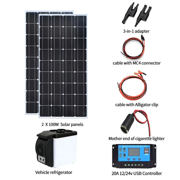 

Solar Panel 6L Car Home Mini Refrigerator Camping Dual-use Cooler Warmer Fridge ABS Dormitory Cans Beer Freezer