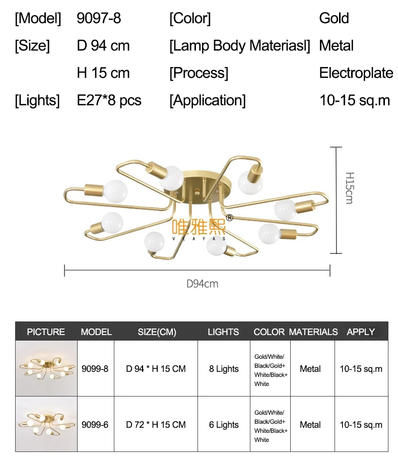 Бесплатный светодиодный светильник 85-265 в E27 Chander Lighting Vintag, светодиодный светильник, промышленные лампы, 6 ламп, люстра, светильник, белый