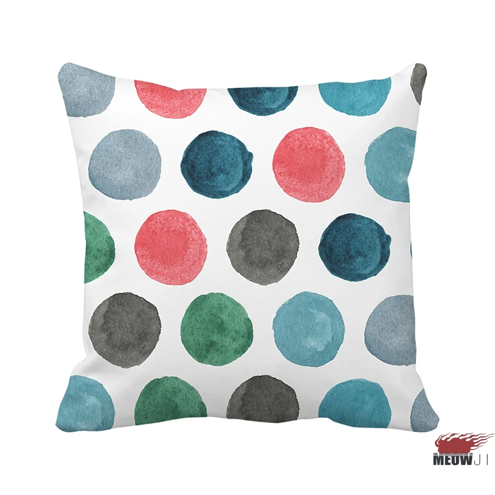 

[MIAOJI] <Trendy Geometric Pattern> Watercolor Colorful Elegant Dots Multi Size Throw Pillow Case Free Shipping