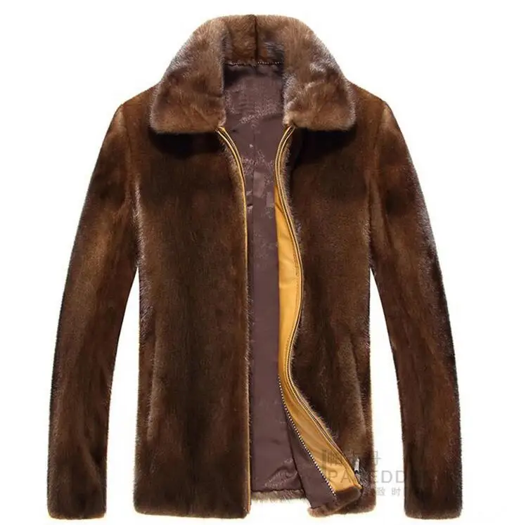 dark brown S-6XL Новая мужская одежда модная с высокой имитацией норки меховое пальто зимнее деловое повседневное Большие размеры меховое пальто с отворотами - Цвет: dark brown