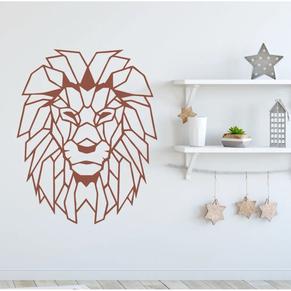 

Geometric Design Animal Lion Head Wall Sticker Home Decoration Removable Art Sticker for Bedroom Kids Room Vinyl Y158