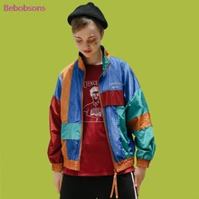 Повседневные женские осенние базовые куртки со стоячим воротником на молнии, цветная Лоскутная Женская верхняя одежда, пальто в клетку, длинный рукав, новинка