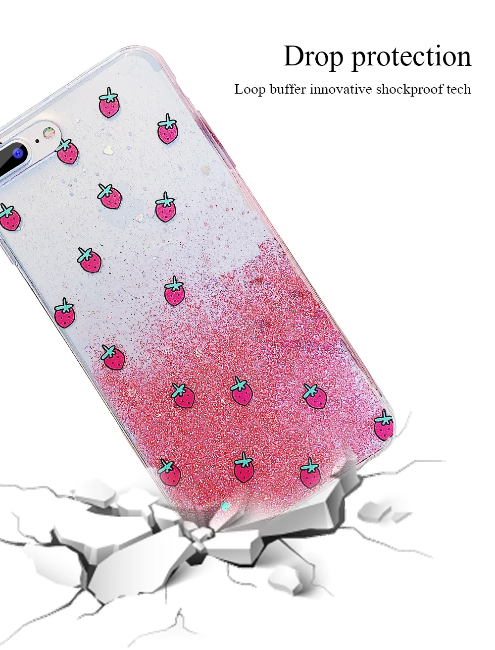 Ascromy For iPhone 7 Case Glitter Strawberry Watermelon Silicone Cover For iPhone XS X 8 Plus 6 6S 7plus 8plus Coque Accessories (4)