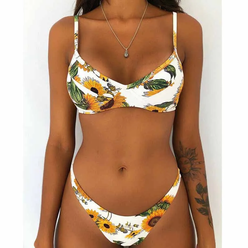 Women Rainbow Print Bikini Swimwear Sunflower Monokini Bikinis Set Bathing Suit Triangle Swimsuit underwire Bra Beachwear Summer Women Rainbow Print Bikini Swimwear Sunflower Monokini Bikinis Set Bathing Suit Triangle Swimsuit underwire Bra Beachwear Summer