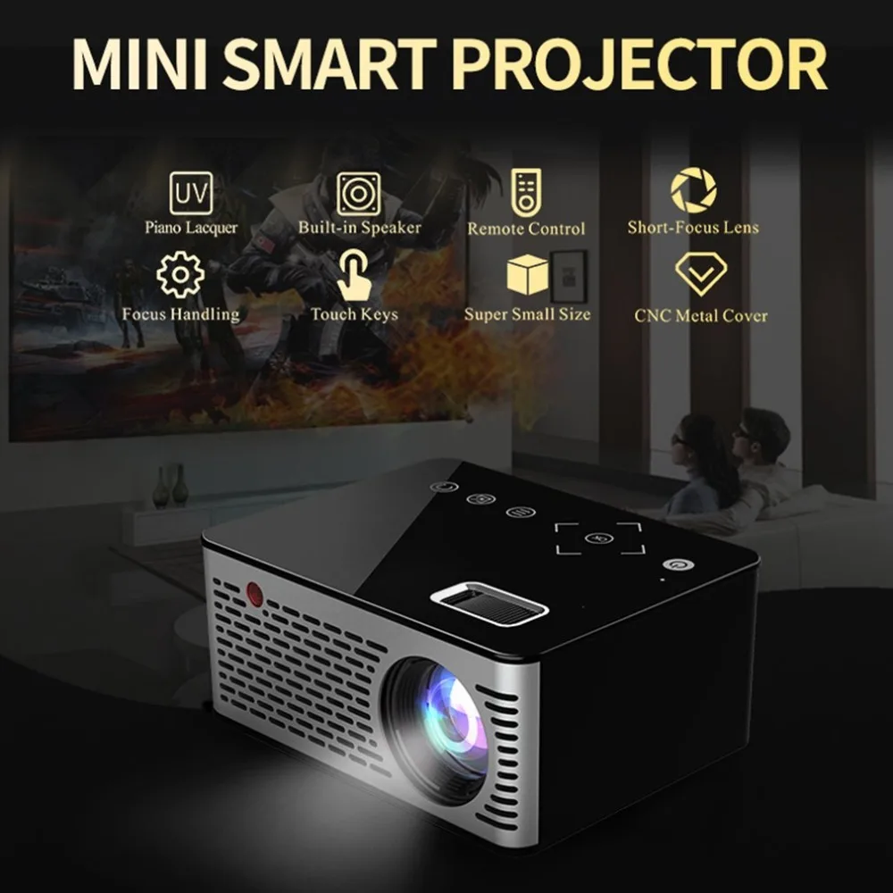 T200 البسيطة مايكرو LED سينما المحمولة فيديو HD USB HDMI العارض للمنزل مسرح قصيرة التركيز تصميم T200 نقل شاشة T200 البسيطة مايكرو LED سينما المحمولة فيديو HD USB HDMI العارض للمنزل مسرح قصيرة التركيز تصميم T200 نقل شاشة