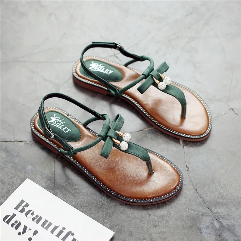 

big crystal bow knot tpr bottom roman sandals women buckle belt beach sandals ladies summer flipflops plus size gladiator sandal