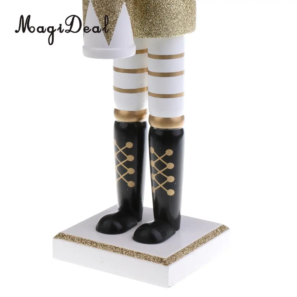 38CM Vintage Hand Painted Gold Glitter Drummer Nutcracker Christmas Decorative Ornament Handicraft