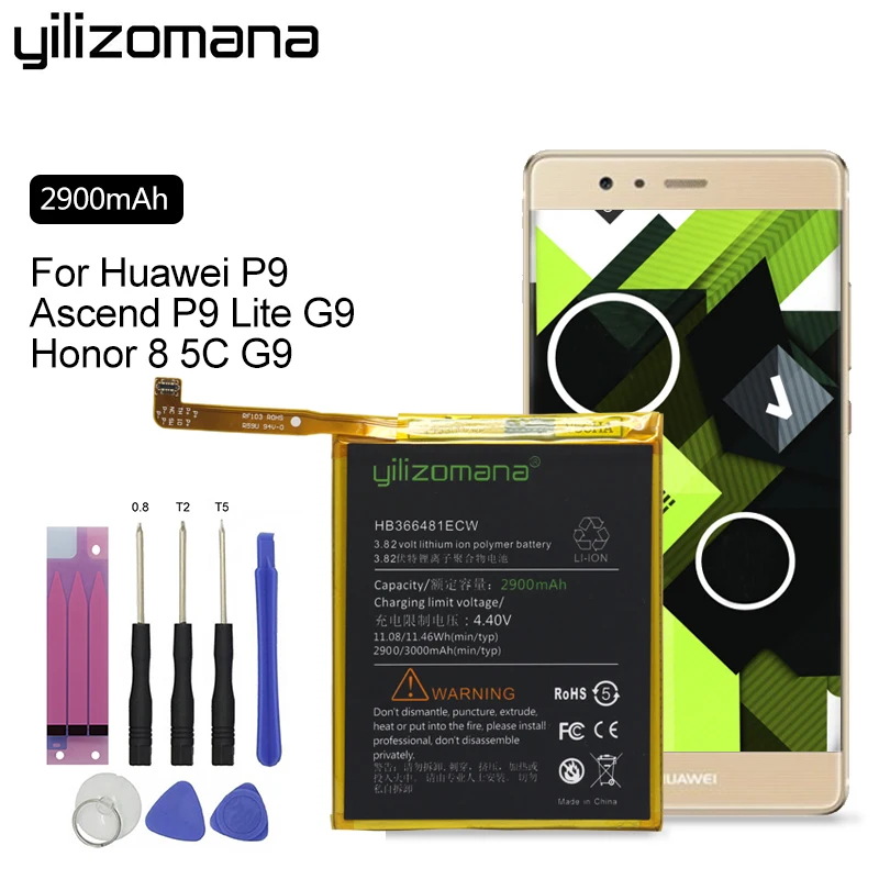 YILIZOMANA Оригинальный аккумулятор для телефона HB366481ECW 2900 мАч Huawei P9 Ascend/P9 Lite/G9/Honor 7 Lite