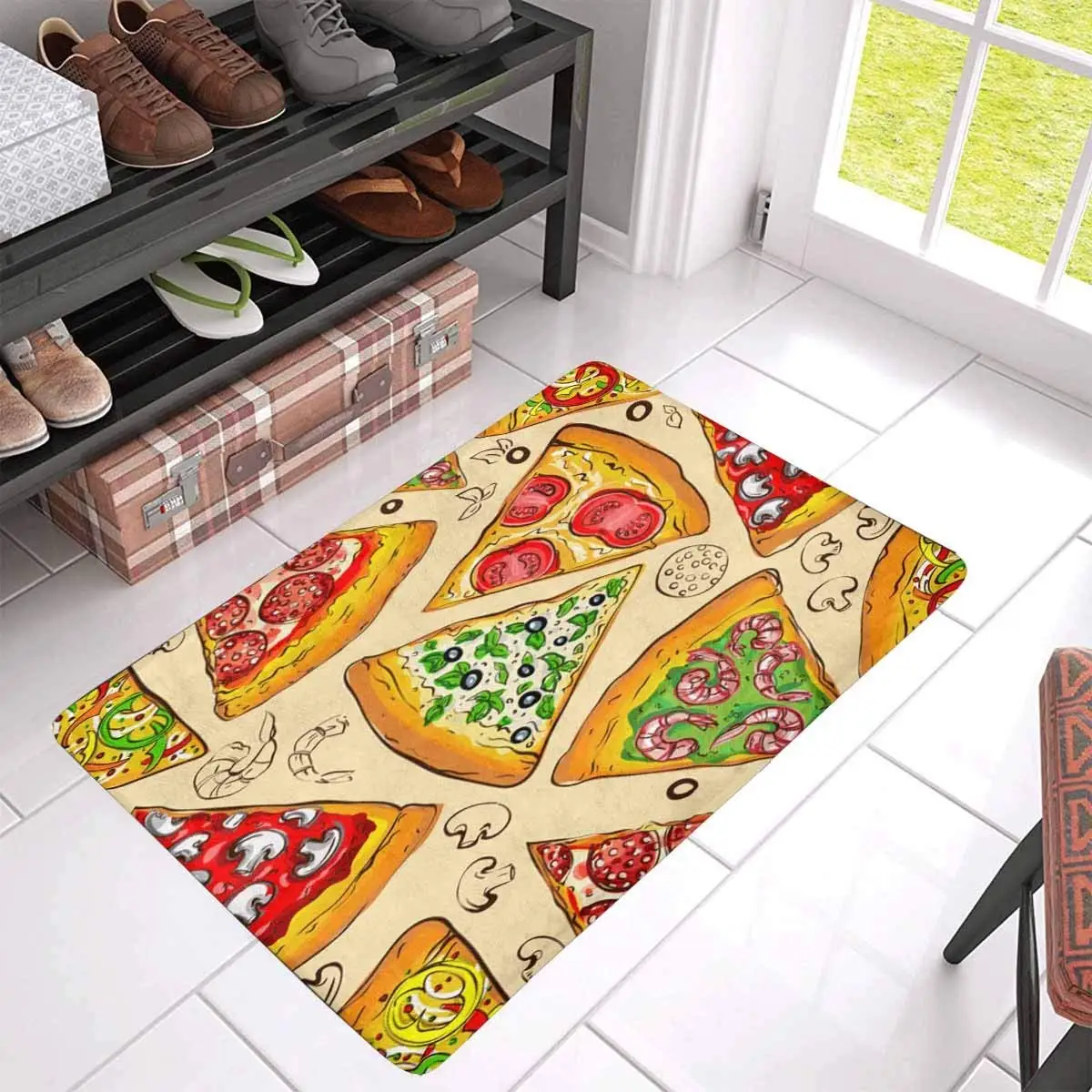 

Italy Food Pizza Anti-slip Door Mat Home Decor, Indoor Entrance Doormat 30"(L) x 18"(W) Inches Entryway Mat Decor
