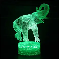 Подарки слон серия сенсорная база 3D ночник для дома спальня стол ночник акриловая панель USB кабель смена лампы для детей