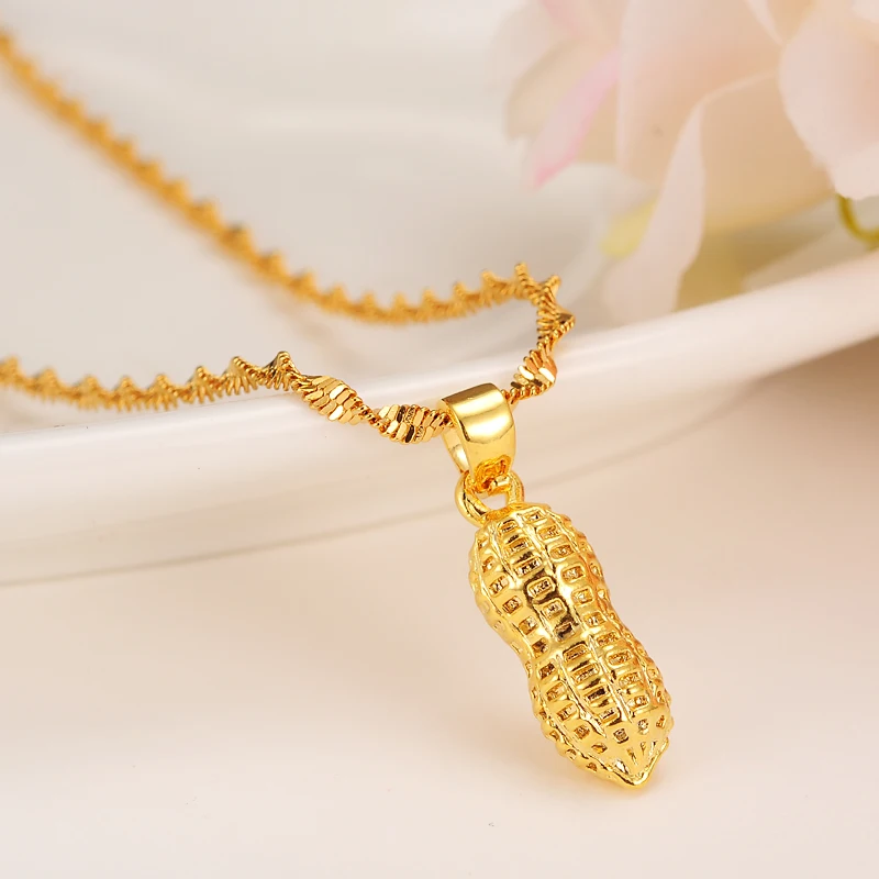 Fashion Peanut Pendant Necklace For Women Gold Color Jewelry Wholesale