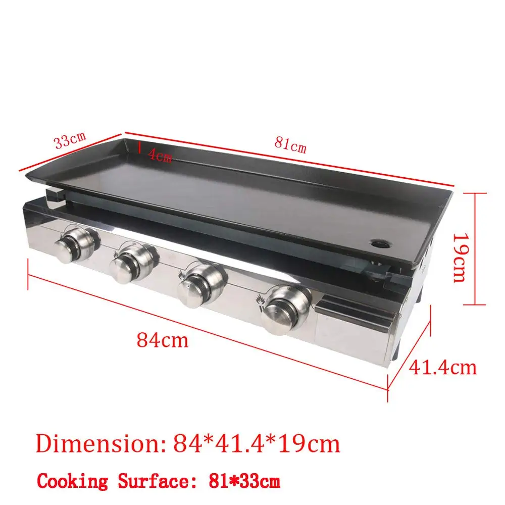ITOP 4 Burners Gas Plancha BBQ Grills Outdoor Barbecue Tools Non-stick Cooking Hot Plates Heavy Duty Machine BBQ Griddle