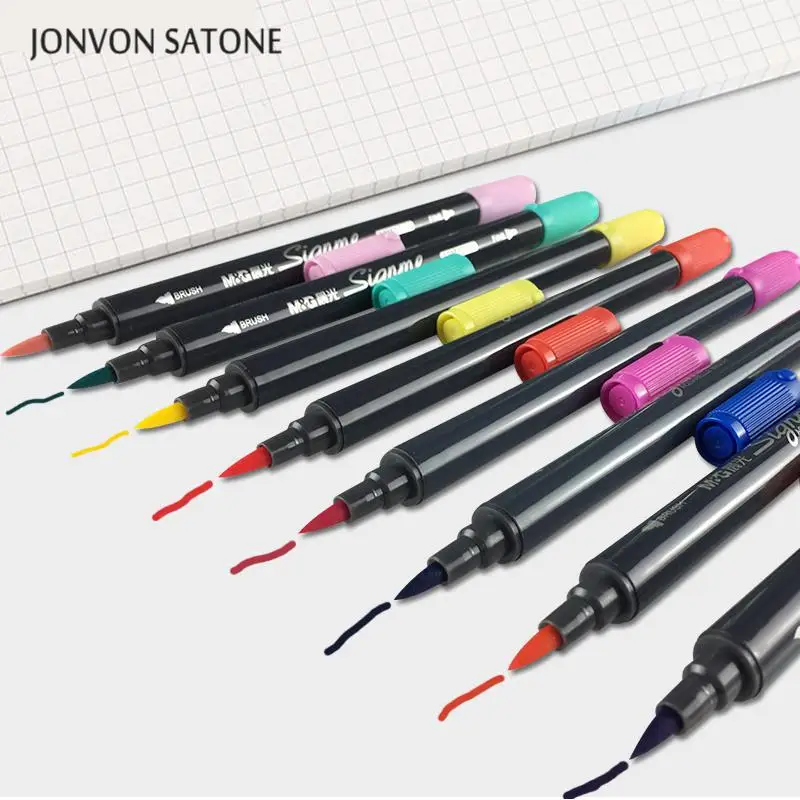 

Jonvon Satone 12 Colors Water Soluble Mark Pen 12 Color Double Headed Color Marker Pen Painting Stationery Drawing Supplies Gift