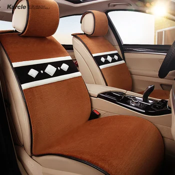 

Karcle Sheepskin fur Seat Covers Kits Whole Set Wool Car Seat Protector Breathable Seat Cushion Car Styling Auto Accessories