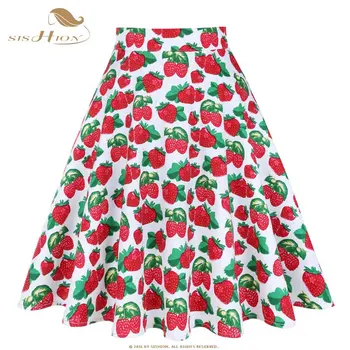 

SISHION Cotton Floral Skirt Lemon Cherry Flower Strawberry Print Casual Fashion Short Women Vintage Skirts High Waist VD0561