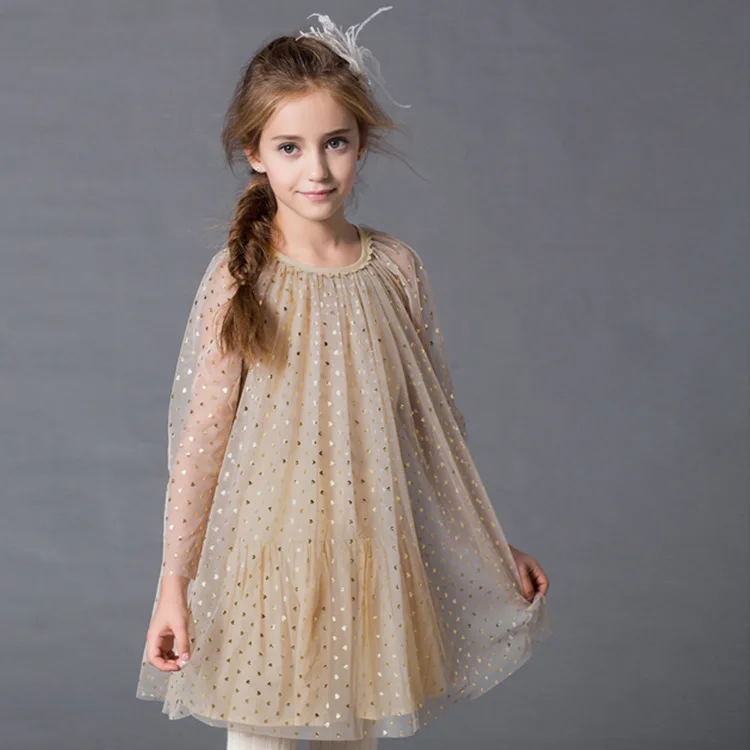 2017 new organza kids dress for girls beautiful dress dark gauze child