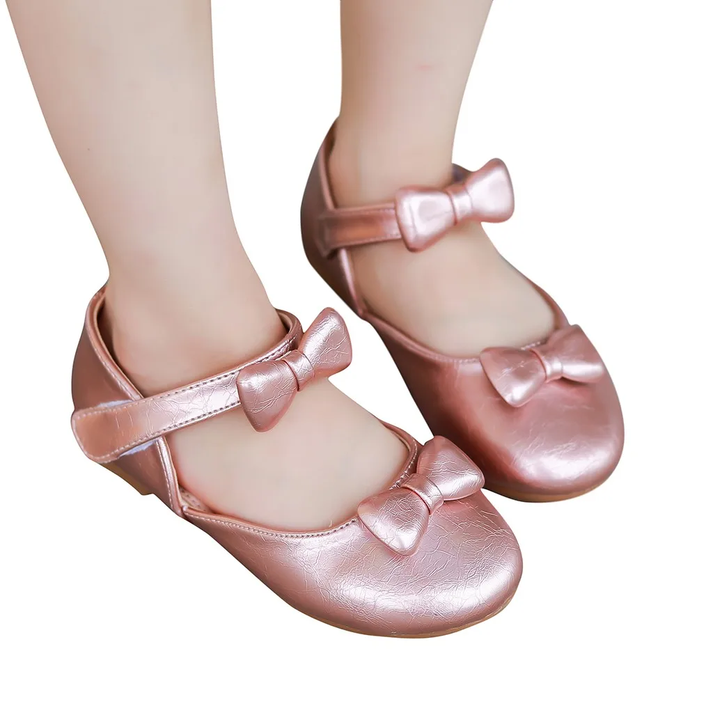 Платье принцессы для девочек, кожаные туфли осенние ботинки на плоской подошве, с бантиком, мягкие туфли для танцев в горошек обувь для детей обувь для вечеринок Повседневная обувь сандалии для девочек