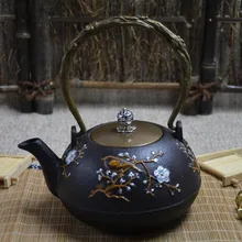 Медный чугунный горшок без покрытия, чугунный чайник, большая емкость, старый японский чугунный чайник, заварочный чайник