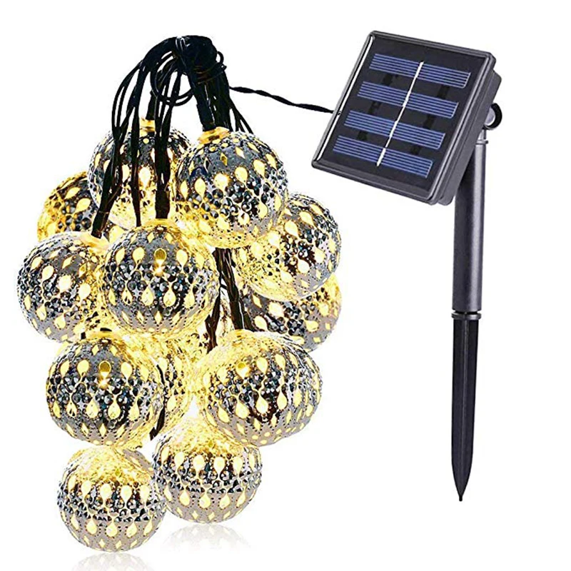 

LED Solar String Lights 20 Globe Moroccan Balls Lantern Fairy String Light Christmas Hallowee Lighting Outdoor Garden Yard Decor