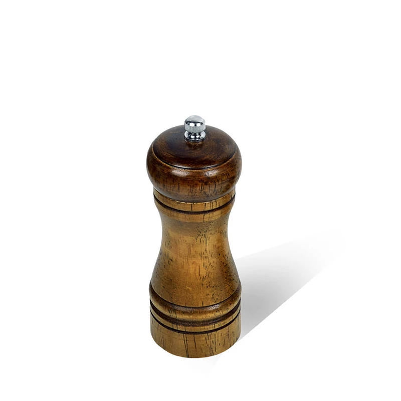 Новая натуральная деревянная шлифовальная бутылка, ручная дубовая мельница для перца, инструмент для бытовой кухни, портативная шлифовальная солевая мельница для перца - Цвет: 5 inch