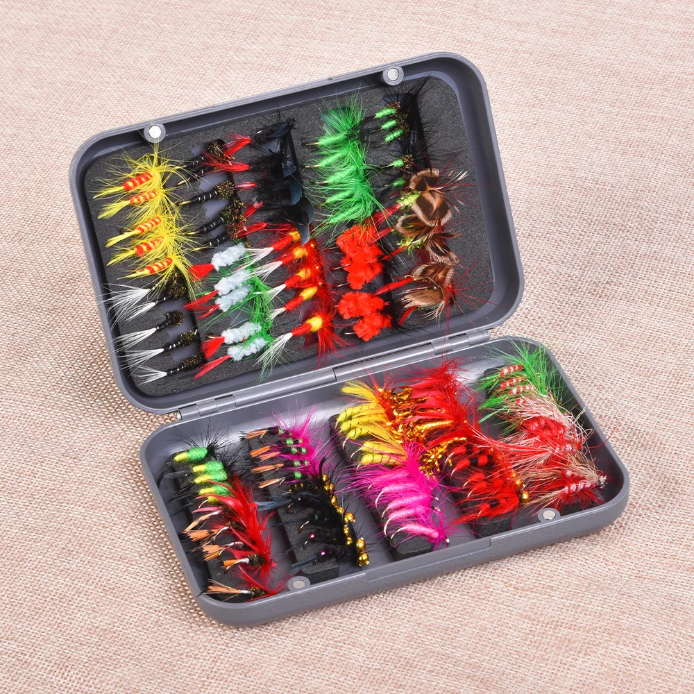 

20 Color 100pcs Fly Fishing Insect Hook Box Insect Fly Shape Fish Tackle Hook With PVC Box For River Lake Rock Boat Fishing Isca