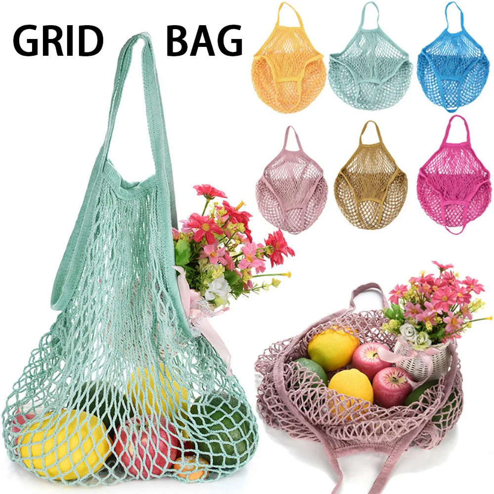 

ANSELF Cotton Mesh Net Bag String Shopping Tote Toy Fruit Mesh Bag Camping Woven Bag Reusable Fruit Vegetables Storage Handbag