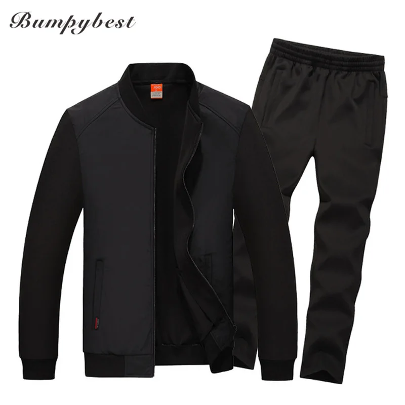 

Bumpybeast Autumn Men Sporting Suit Jacket+Pant Sweatsuit 2 Piece Set Sportswear Mens Tracksuit Set Plus Size 5XL 6XL 7XL 8XL