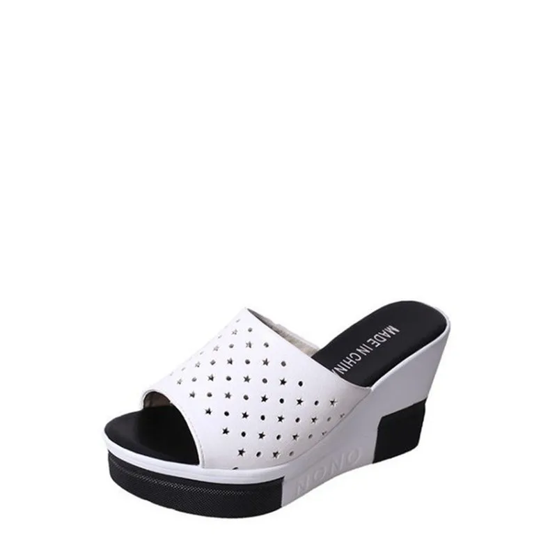 

Student wild women's sandals wedges with hollow ladies sandals and slippers casual Korean high-heeled 2019 summer new fashion