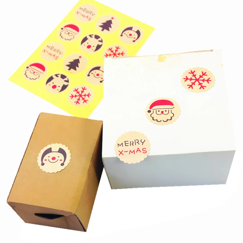 

120pcs/lot NEW Santa Claus Christmas Tree Sealing Sticker Six patterns Children DIY Sealing Sticker