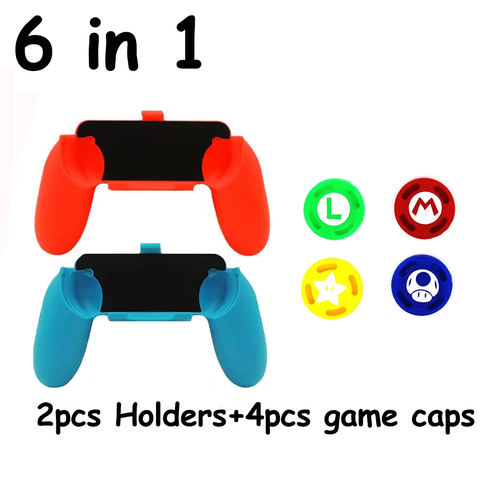 

2pcs Gamepad Grip Handle Joypad Stand Holder for Nintendo Switch Left Right Joy-Con Joycon NS Game Controller with 2 stick Caps