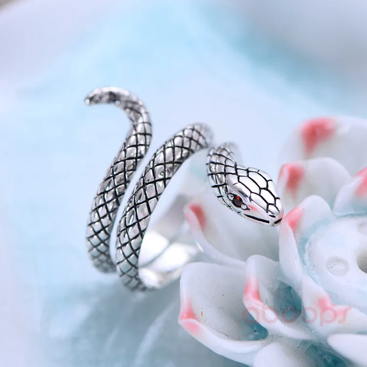 Punk Sterling Silver Snake Ring for Men Women Size 6.5 7 8 9 9.5 Free Shipping Fashion Jewelry