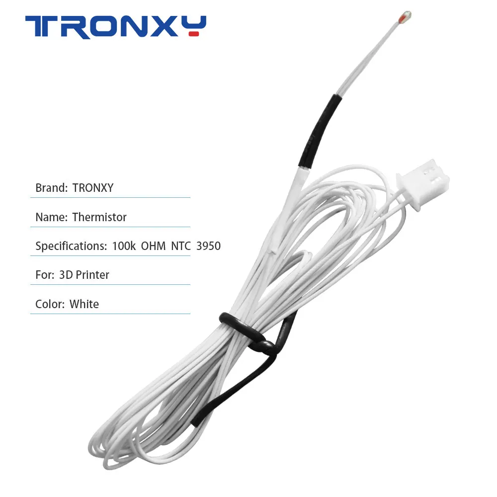 

Tronxy 3D Printer Parts Thermistor100K ohm NTC 3950 Thermistors Sensors with Cable 3D Printers Parts Temperature Part White 1.2m