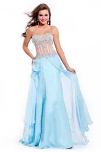 2016 Meistverkaufte Liebsten Kristall Perlen Durchsichtig Prom Dresses Lange Chiffon Abend Formale Kleider N239