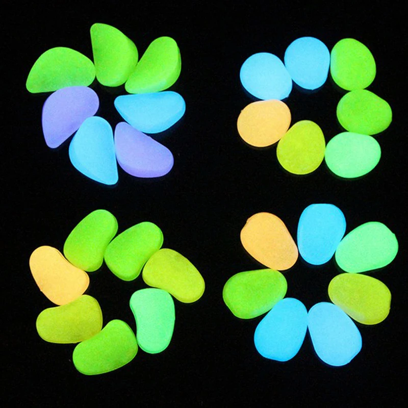 JX-LCLYL 100Pcs Glow in the Dark Pebbles Home Garden Walkway Aquarium Fish Tank Stone