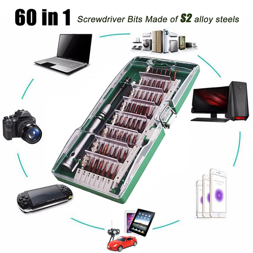 

60Pcs Interchangeable Screwdriver Set Magnetic Precision Screw Driver Tools With Box for iPhone All phone Laptop Game Consoles