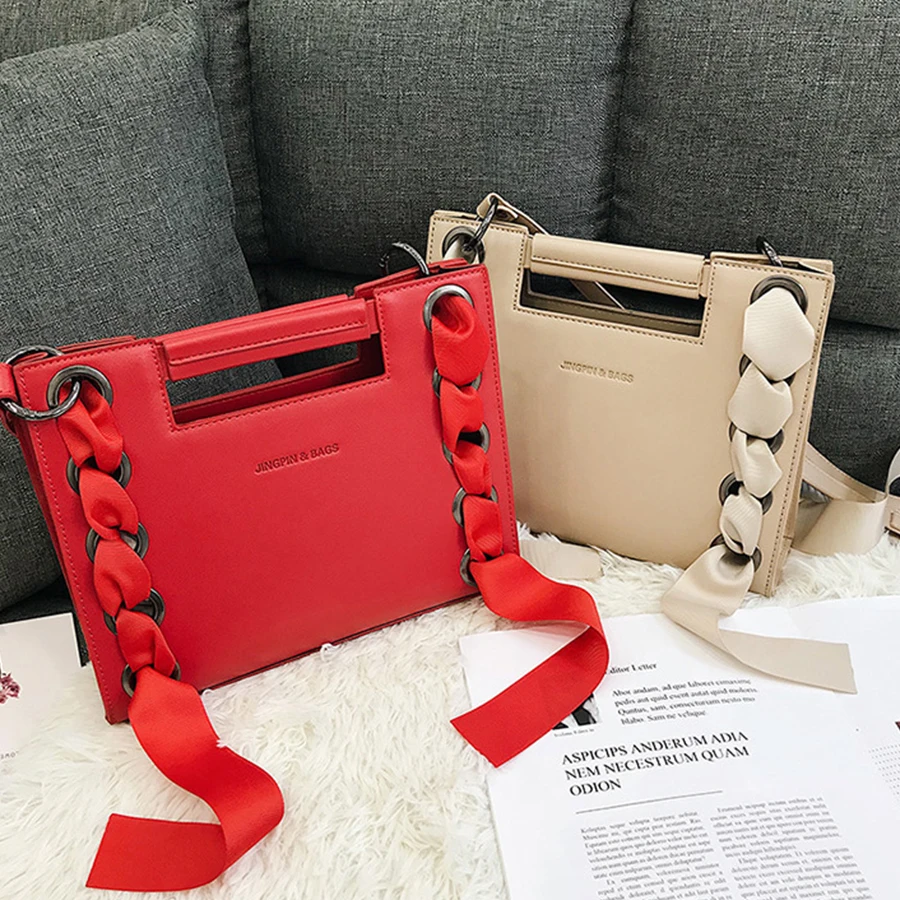 Skup Pu jednolity kolor torebki damskie moda wstążka torby Crossbody dla kobiet duża pojemność skórzane torebki damskie torebki damskie na ramię